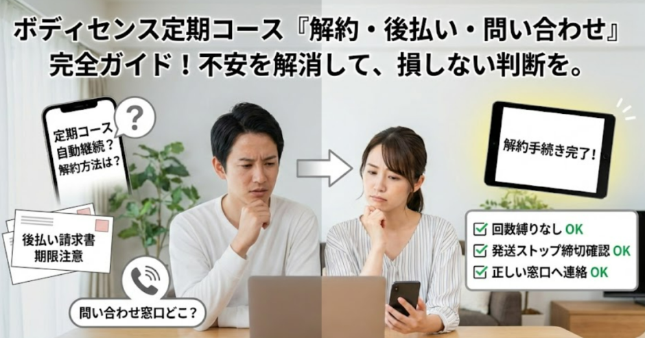 ボディセンス解約の全手順｜定期コース停止と注意点完全ガイド